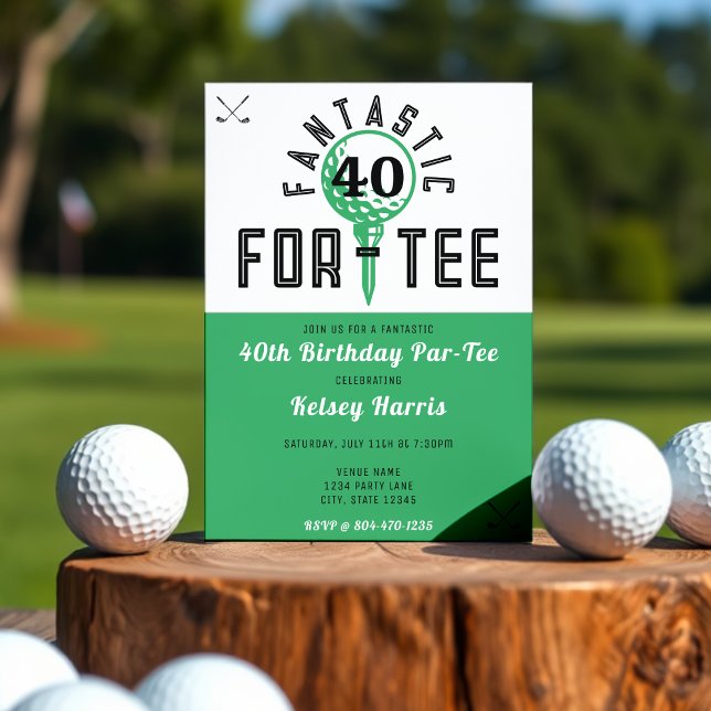 Invitación Fiesta de cumpleaños de golf para Tee 40 cumpleaño (Subido por el creador)