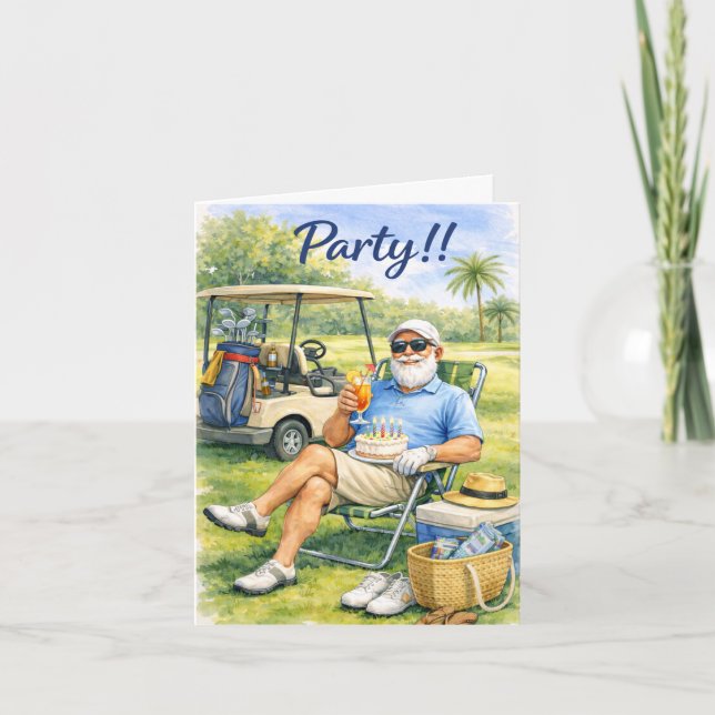 Invitación Fiesta de cumpleaños de golfista (Anverso)