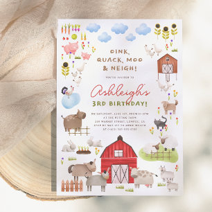 Invitación Fiesta de Cumpleaños de Granja: Alboroto en el Cor