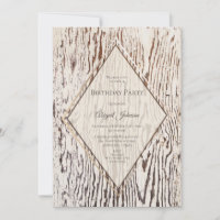 Fiesta de cumpleaños de grano de madera geométrica