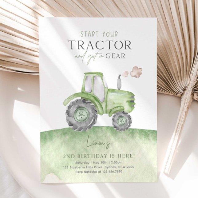 Invitación Fiesta de cumpleaños de Green Farm Tractor (Subido por el creador)