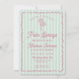 Invitación Fiesta de cumpleaños de Green Palm Springs Pastel