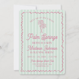 Invitación Fiesta de cumpleaños de Green Palm Springs Pastel