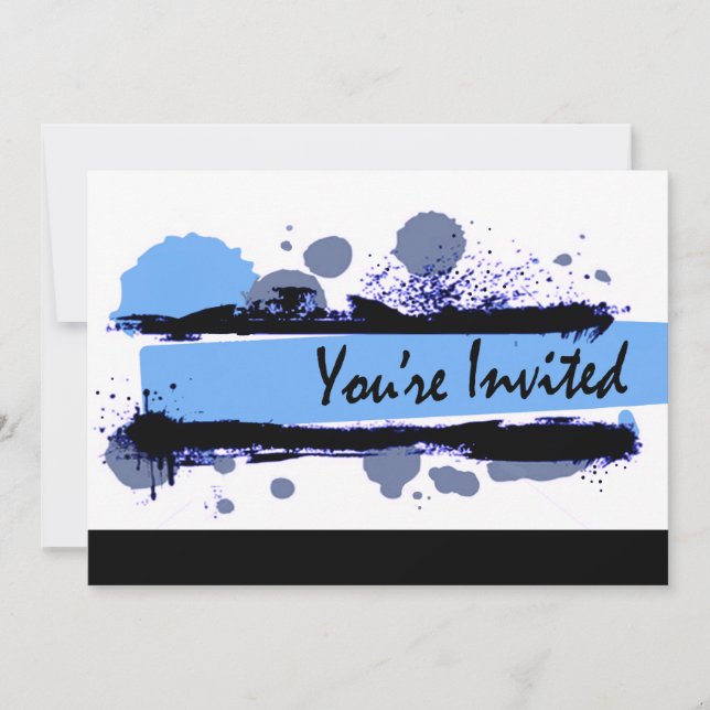 Invitación Fiesta de cumpleaños de Grunge Splatter Funky Bold (Anverso)