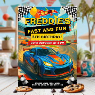 Invitación Fiesta de cumpleaños de Guay Fast Race Car