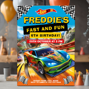 Invitación Fiesta de cumpleaños de Guay Race Car