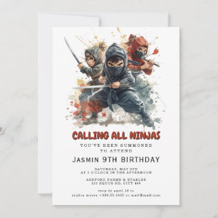 Invitación Fiesta de cumpleaños de guerreros Ninja