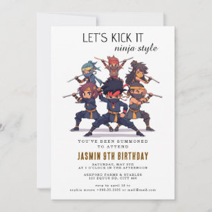Invitación Fiesta de cumpleaños de guerreros Ninja