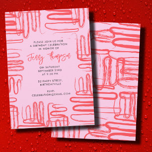 Invitación Fiesta de cumpleaños de guijarros de onda de curva