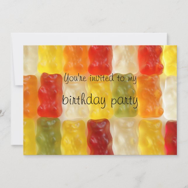 Invitación fiesta de cumpleaños de gummy bears (Anverso)