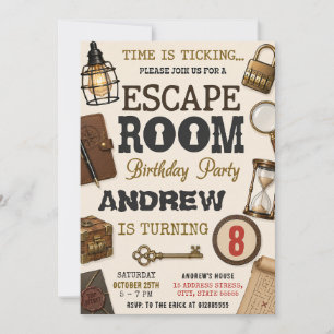 Invitación Fiesta de cumpleaños de habitación de escape perso