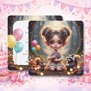 Invitación Fiesta de Cumpleaños de Hada Cottagecore del Bosqu