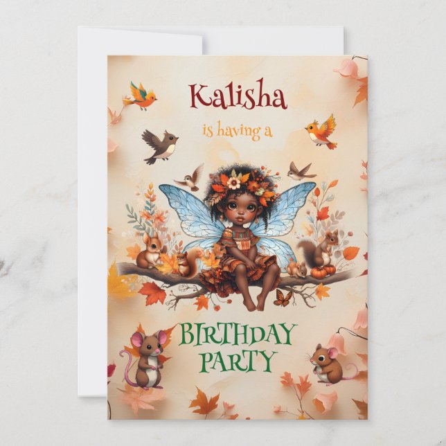 Invitación Fiesta de cumpleaños de hada encantada afroamerica (Anverso)
