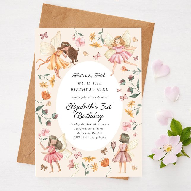 Invitación Fiesta de Cumpleaños de Hada Floral Jardín Mágico (Subido por el creador)