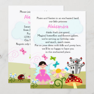 Invitación Fiesta de Cumpleaños de Hada y Mariposas