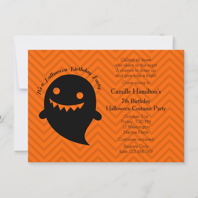 Invitación Fiesta de cumpleaños de Halloween (Anverso)