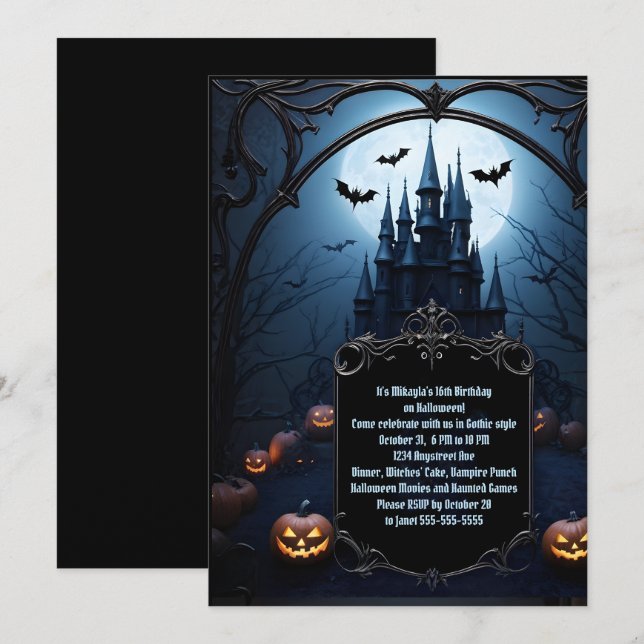 Invitación Fiesta de cumpleaños de Halloween adolescente del  (Anverso / Reverso)