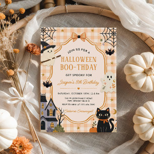 Invitación Fiesta de cumpleaños de Halloween adorable y espel