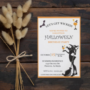Invitación Fiesta de Cumpleaños de Halloween Bruja Malvada