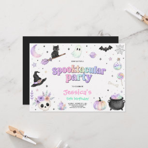 Invitación Fiesta de Cumpleaños de Halloween con Acuarela Pas