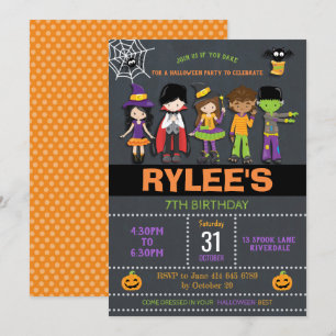 Invitación Fiesta de Cumpleaños de Halloween con Disfraces