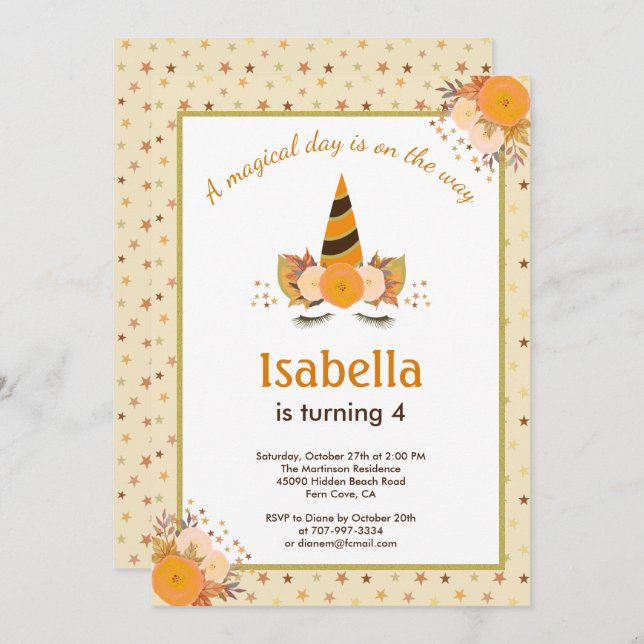 Invitación Fiesta de cumpleaños de Halloween con estrella de  (Anverso / Reverso)