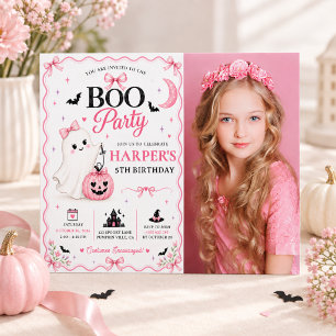 Invitación Fiesta de cumpleaños de Halloween con fantasma ros
