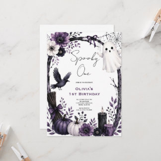 Invitación Fiesta de cumpleaños de Halloween con fantasmas ne