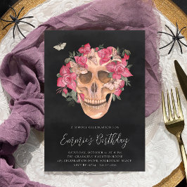 Invitación Fiesta de cumpleaños de Halloween con flor de orqu