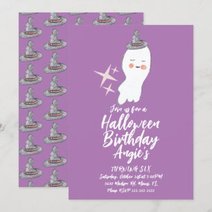 Invitación Fiesta de cumpleaños de Halloween con garabato fan