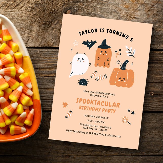 Invitación Fiesta de cumpleaños de Halloween con personajes d (Subido por el creador)