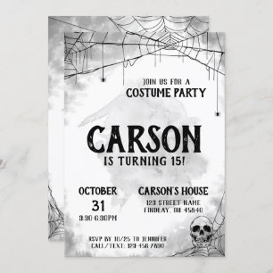 Invitación Fiesta de cumpleaños de Halloween con traje blanco
