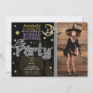 Invitación Fiesta de Cumpleaños de Halloween de Bruja Amarill