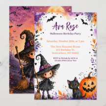 Fiesta de cumpleaños de Halloween de bruja niña ca