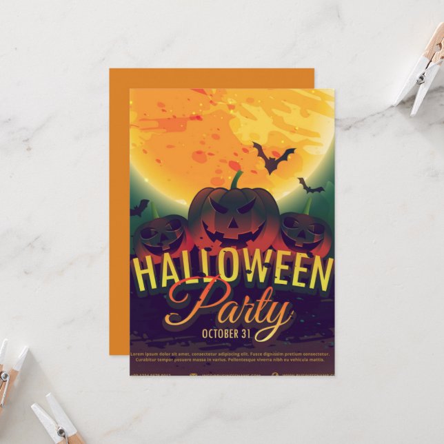 Invitación Fiesta de cumpleaños de Halloween de la época góti (Anverso/Reverso In Situ)