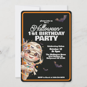 Invitación Fiesta de cumpleaños de Halloween de la primera ma