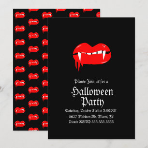 Invitación Fiesta de Cumpleaños de Halloween de Labios Sangri