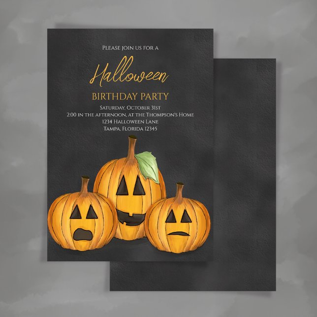 Invitación Fiesta de cumpleaños de Halloween de las calabazas (Subido por el creador)
