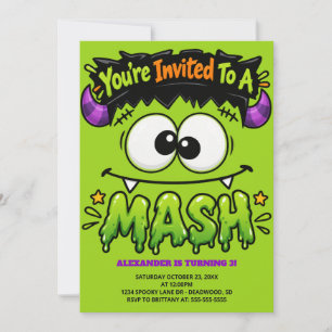 Invitación Fiesta de cumpleaños de Halloween de monstruo de F
