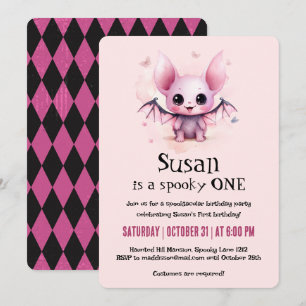 Invitación Fiesta de Cumpleaños de Halloween de Murciélago Ka
