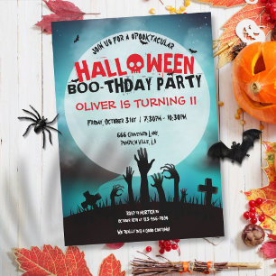 Invitación Fiesta de cumpleaños de Halloween de niños zombis