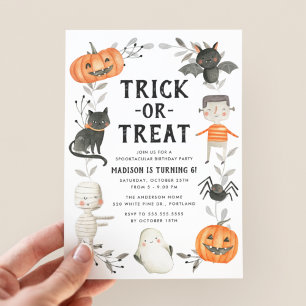 Invitación Fiesta de cumpleaños de Halloween de pequeños mons