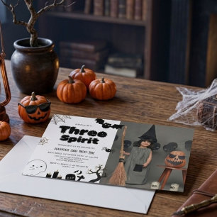 Invitación fiesta de cumpleaños de Halloween de Three Spirit