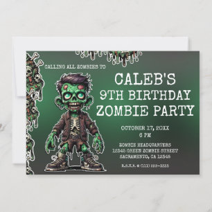 Invitación Fiesta de cumpleaños de Halloween del niño zombie 