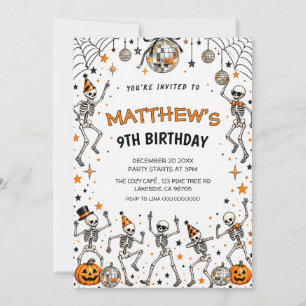 Invitación Fiesta de cumpleaños de Halloween Disco Esqueleto