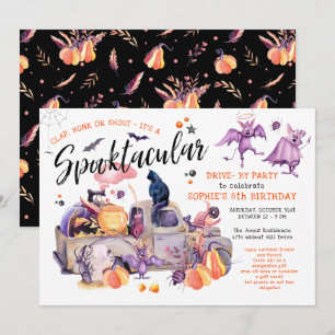 Invitación Fiesta de cumpleaños de Halloween Drive By Trunk O