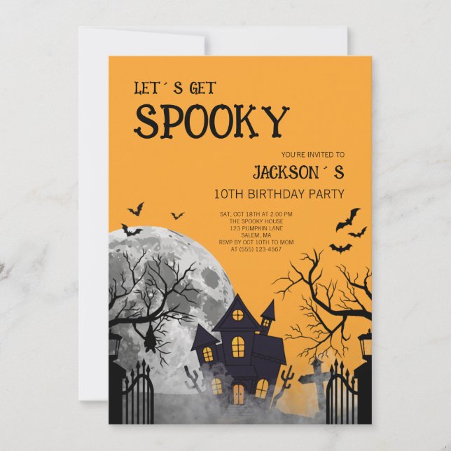 Invitación Fiesta de Cumpleaños de Halloween Embrujada 10 año (Anverso)