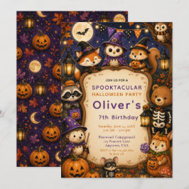 Invitación Fiesta de cumpleaños de Halloween en el bosque