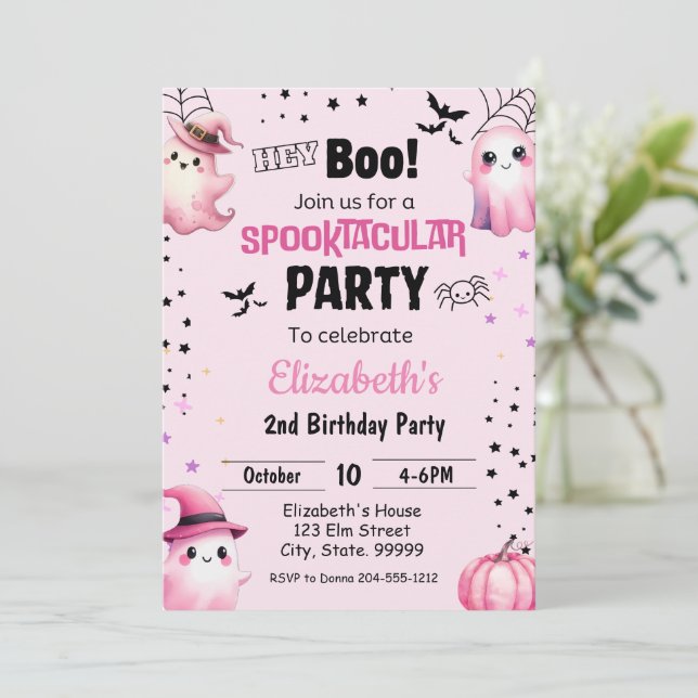 Invitación Fiesta de cumpleaños de Halloween en Spooktacular (Anverso de pie)