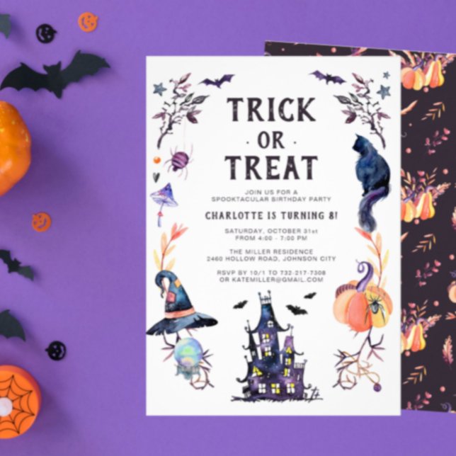 Invitación Fiesta de cumpleaños de Halloween en una casa embr (Subido por el creador)